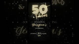 50th Birthday Animated Birthday Video Invitation with music,50 and Fabulous invite