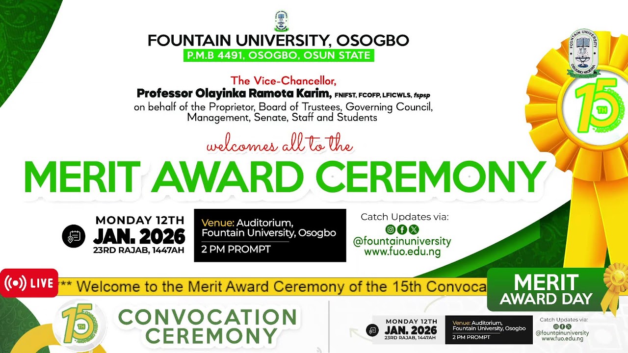 Merit Award Ceremony of the 15th Convocation Ceremony of Fountain University, Osogbo