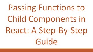 Famous Passing Functions to Child Components in React: A Step-By-Step Guide Profile