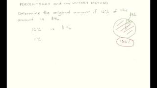 PERCENTAGES Unitary Method