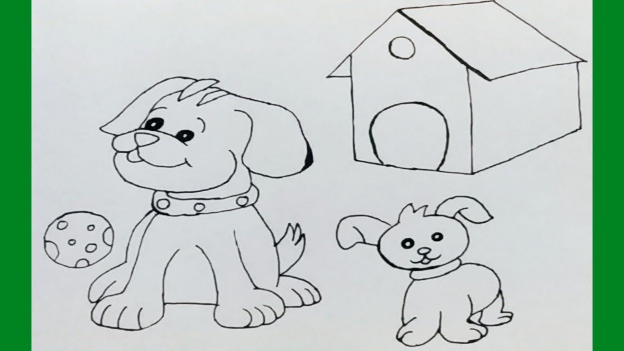 simple dog drawing for coloring with white background