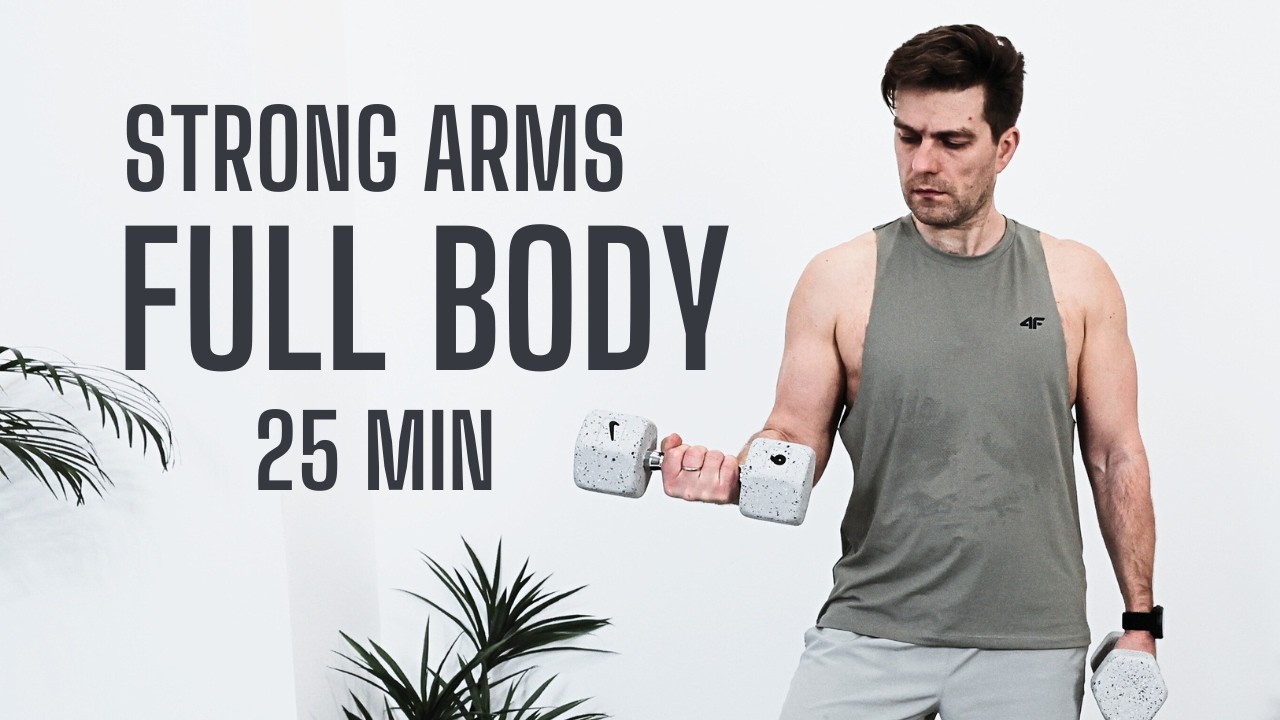25 минутный HIIT для всего тела с гантелями – сильные руки, без повторов, без прыжков