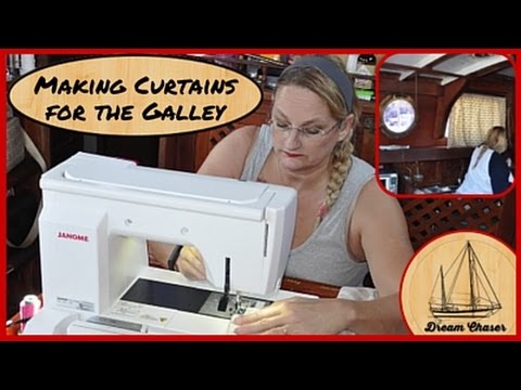 SV DreamChaser Deb making Curtains for Galley
