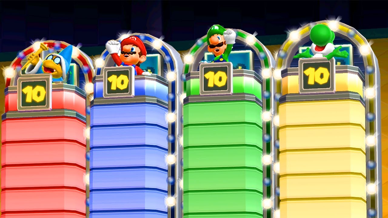 Mario Party 9 Minigames - Mario vs Yoshi vs Kamek vs Luigi
