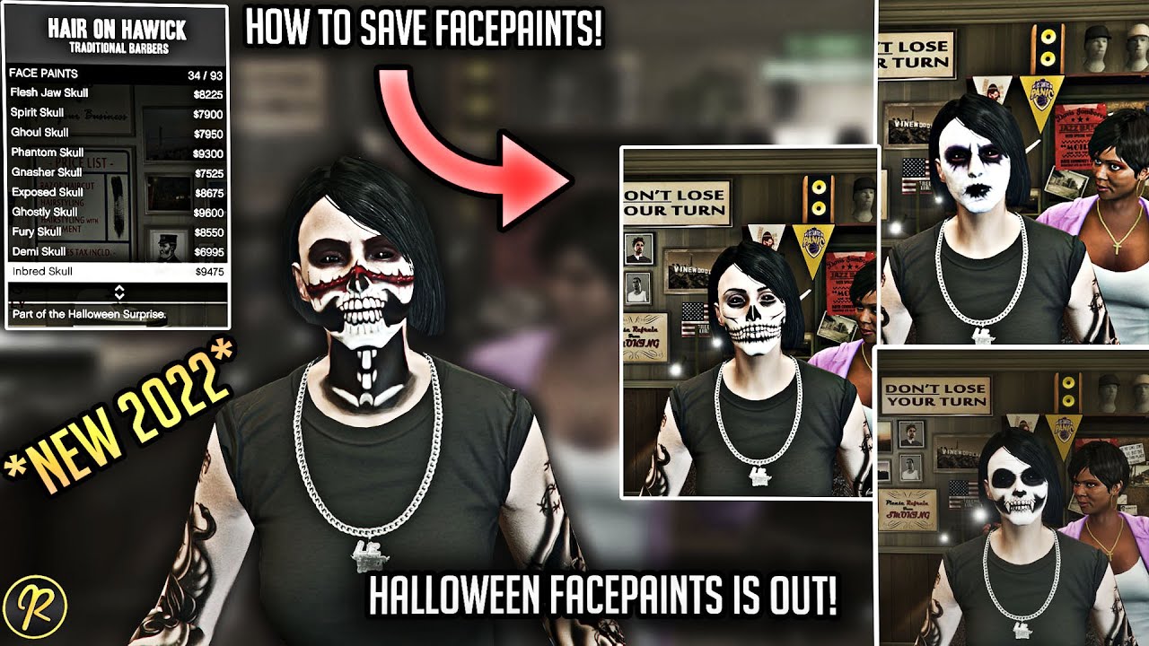 How To SAVE ALL Halloween FACEPAINTS! *EASY* 2022 GTA 5 ONLINE YouTube