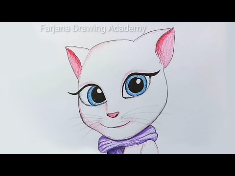 How to draw talking angela step by step