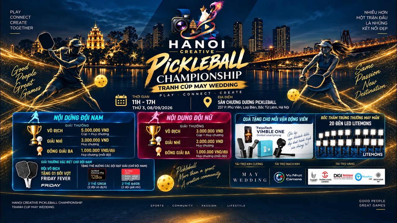 🏆TRỰC TIẾP: GIẢI PICKLEBALL HÀ NỘI CHAMPIONSHIP - TRANH CUP MAY WEDDING