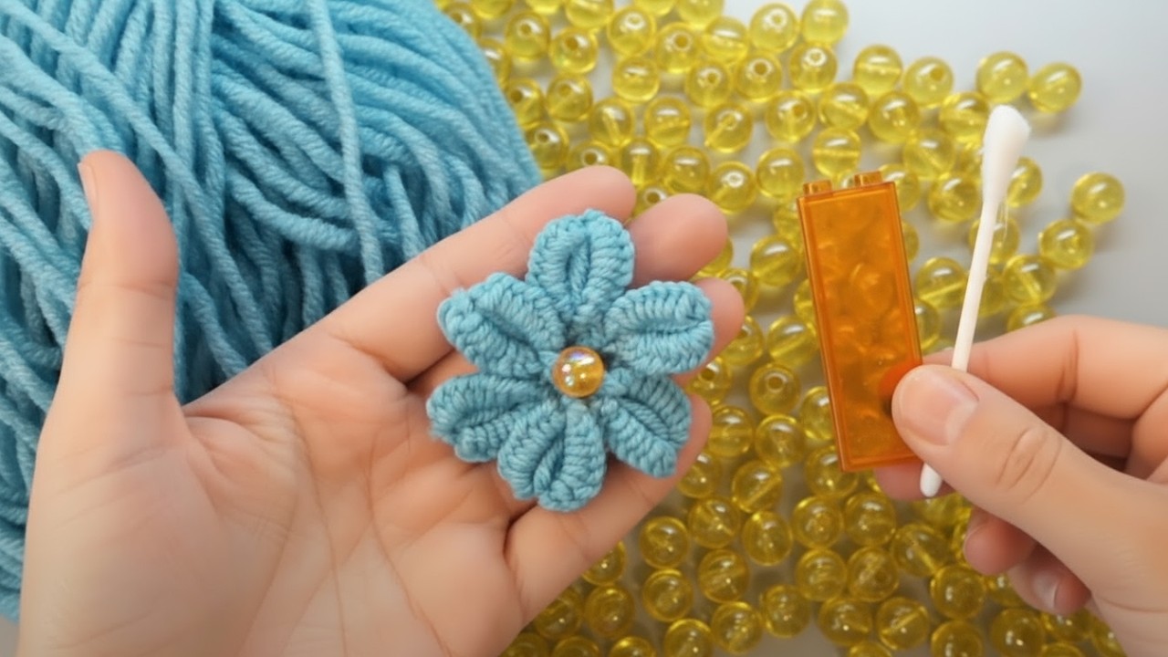 Easy Wool Flower Idea Using A Cotton Swab And Lego Hand Embroidered easy-wool-flower-idea-using-a-cotton-swab-and-lego-hand-embroidered