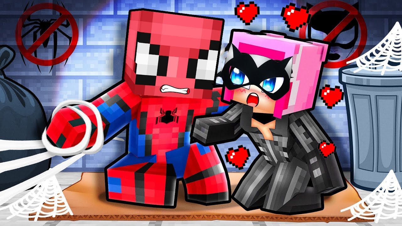 ÖRÜMCEK ADAM OKULUNDA KEDİ KIZ💋😻🕷 - Minecraft