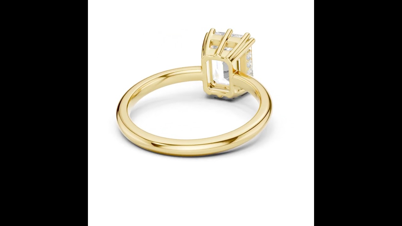 Solitaire Emerald  Diamond Unique Multi-Prong Ring