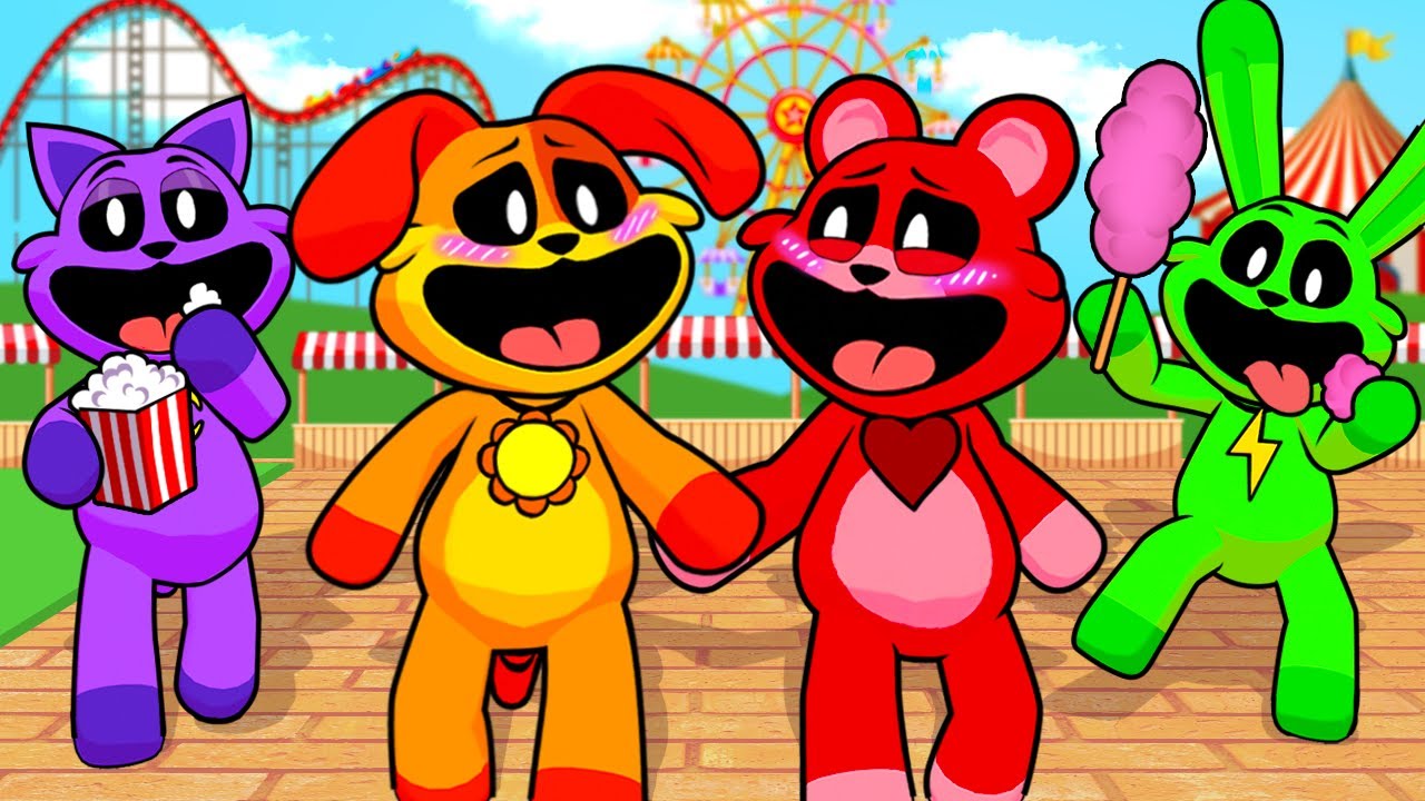 Bobby, Catnap, Dogday e Hoppy vão ao PARQUE DE DIVERSÕES no Smiling Critters Vr