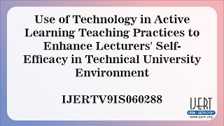 Famous Use of Technology in Active Learning Teaching Practices to Enhance Lecturers’ Self-Efficacy in...... Net Worth