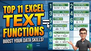 Learn 11 powerful Excel Text Functions saving hours of manual work | Step by Step