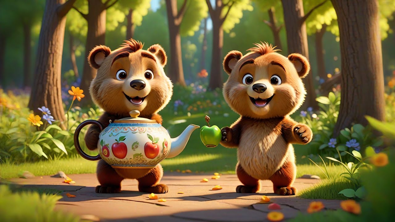 Five Fuzzy Cubs Sip Apple Tea | Cozy Animal Song for Kids | Nursery Rhymes and Learning Songs