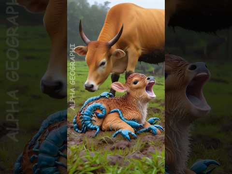 brown calf covered in Blue scorpions saved by rescue team #humanity #animals #cow #funny #cartoon