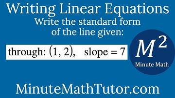 Write the standard form of the equation of the line given: through (1,2), slope=7
