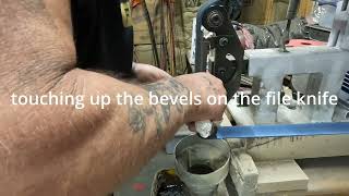 refining the bevels for the file knife