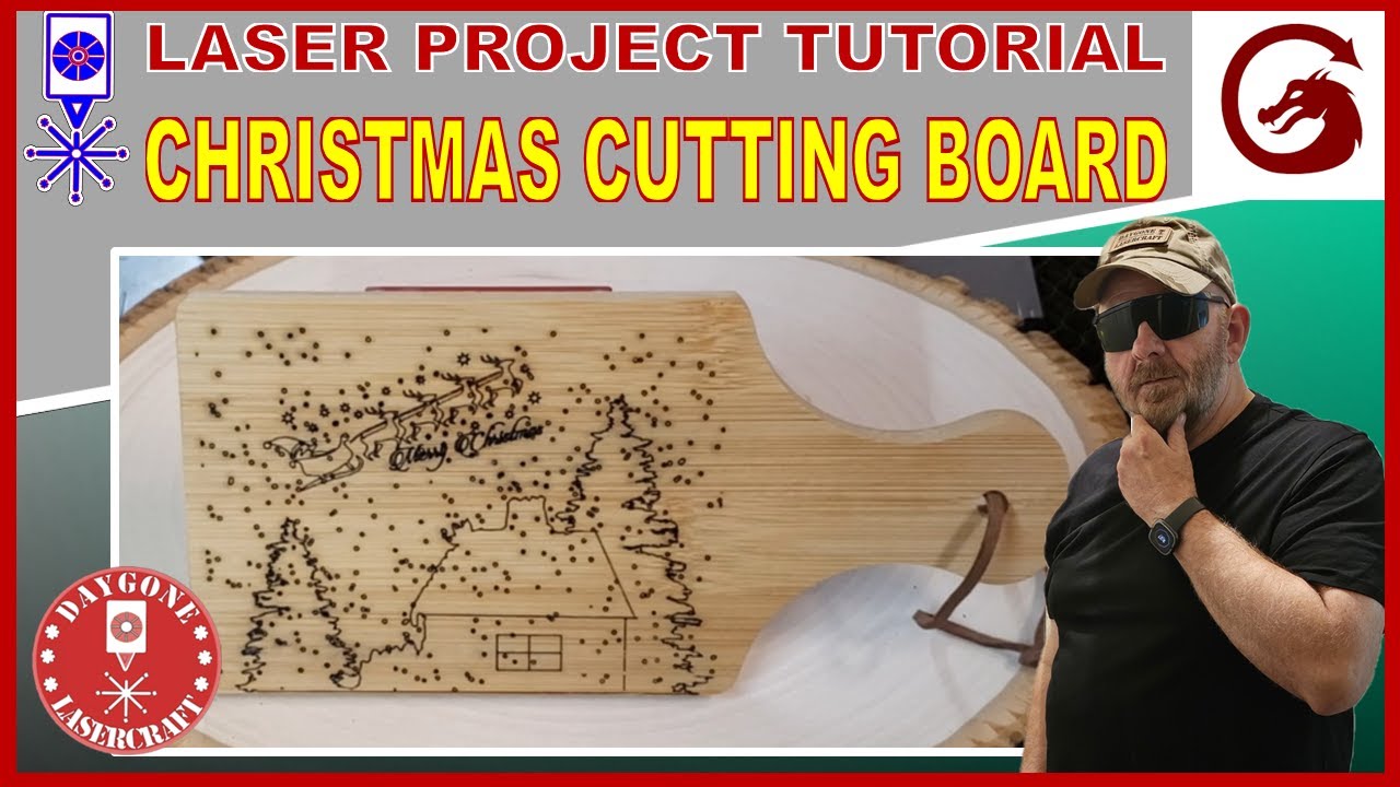 Engrave a Christmas Scene to a Mini Cutting Board | Beginner Laser Project #19