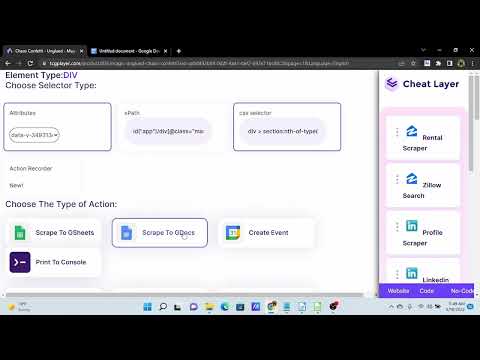 Cheat Layer Scrape to G docs No Code Action