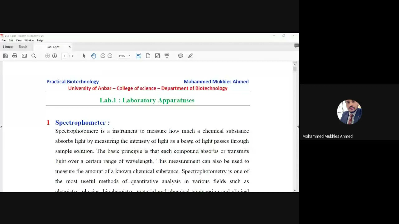 المختبر الاول -التقنيات الاحيائية- المرحلة الاولى