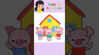 Three Little Pigs 🎨 Kids Art Coloring | #KidsSongs #Shorts #Coloring #NurseryRhymes #artforkids
