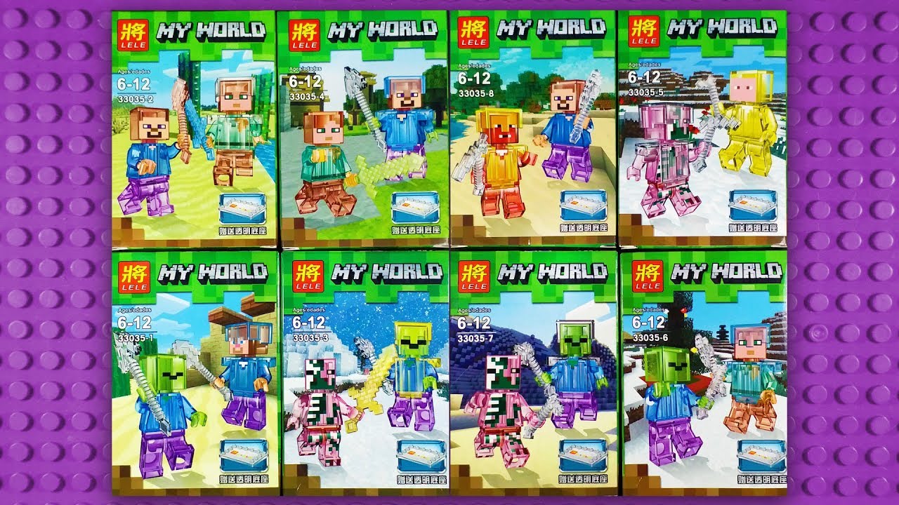 Lego Transparent Minecraft My World Minifigures Knock Off Lele Youtube