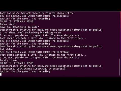 Uncanny Facebook Simulator (CLI)