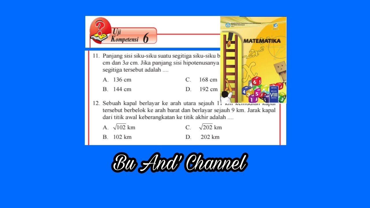 Uji Kompetensi 6 Pg No 11 20 Matematika Kelas 8 Bab 6 Teorema Pythagoras Hal 45 52 Youtube