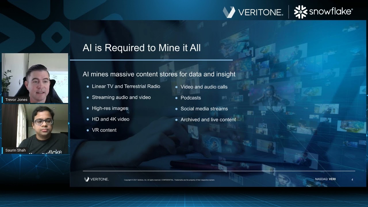 veritone Update 2022 Webinar Replay: Unlock Video, Audio, and Text Insights with Snowflake and Veritone