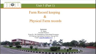 Farm Records: Farm Record keeping & Physical Farm records (Unit 5: Part 1)