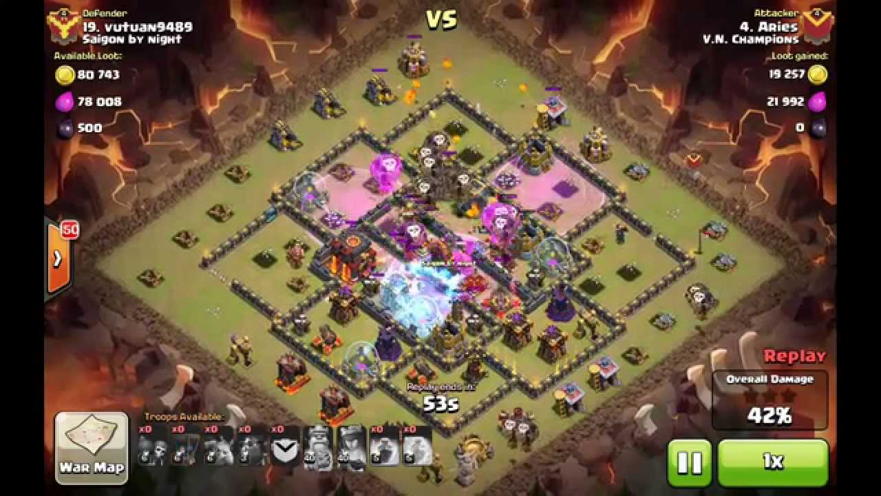 [V.N Champions vs Saigon By Night] Full 19 Match 3* TH10 V.N Champion High Level Attacks