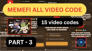 Memefi All Video Codes | Memefi Youtube Video Code | Memefi Code Today | Memefi Video Code Part - 3