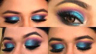 Colourful eye makeup || blue &amp; pink eye makeup