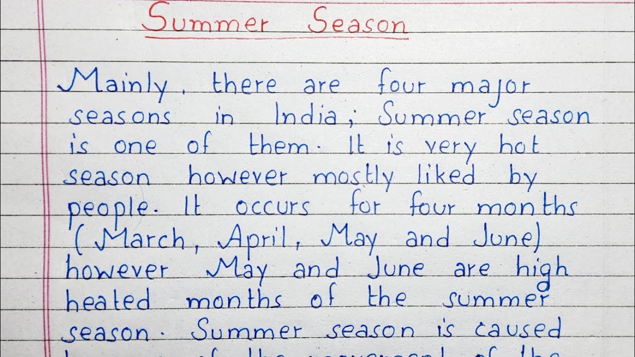 essay on summer season for class 10