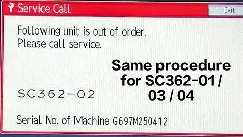 Ricoh MP C2003, 2004, IM C2000, How to fix SC362-01, SC362-02, SC362-03 or SC362-04 error code
