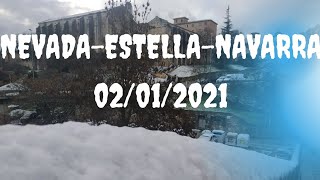 Nieve en Estella-Lizarra-Navarra//Primera Nevada del 2021 en Estella,llizarra,Navarra-España.