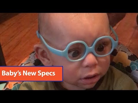 Baby Wears Glasses For The First Time