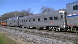 Amtrak with One Unit and Three PVs Plus BNSF Mixed Freight