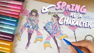 Turning SPRING into a MAGICAL GIRL?? | Character design w/ Artistro paint pens