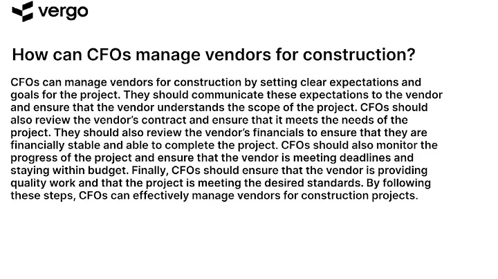 CFOs and Construction Vendor Management