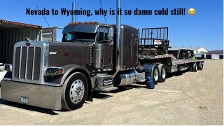 Nevada wasn’t so bad….it was hot. Wyoming was still snowing a bit!!  |peterbilt| | flatbed |