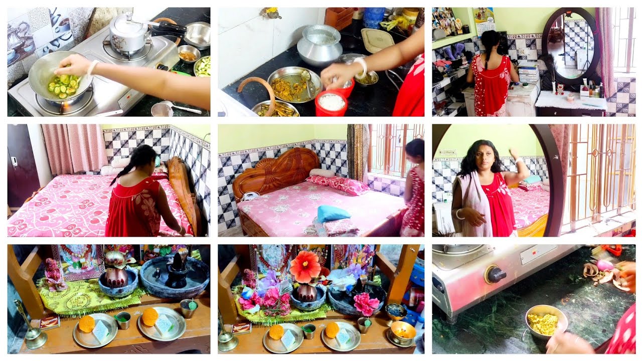 সকাল থেকে একা হাতে সংসারের  সমস্ত কাজ গুলো যেভাবে টার্গেট নিয়ে করি। Mydaily morning routine cleaning