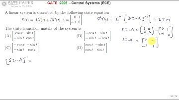 GATE 2006 ECE State Transition Matrix of given state space equations of linear system