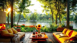 Soothing Jazz Music - Cozy Lakeside Coffee Shop for Concentrate on Work☕ Soft Jazz for Relaxing