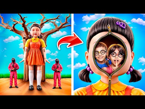 Nós nos tornamos bonecas GIGANTES de Round Six na vida real!