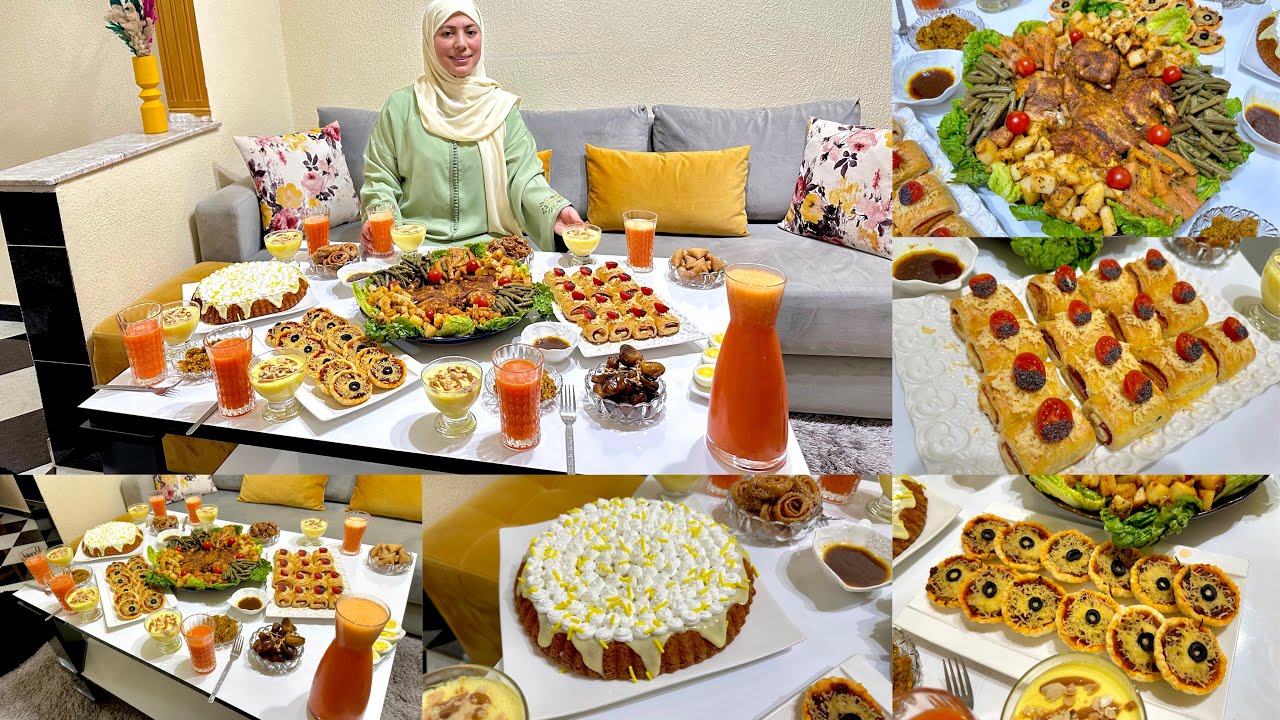 طبيلة فطور🌙للضيوف دجاجة فالفران بالخضر كتجي خطيرة بنفس العجينة 2 مملحات وكيكة بكريمة الحامض منعشة