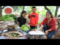 Cook and Eat: Baby boy Seyhak and Eng enjoy to cook and eat grilled fish with Aluminum foil