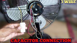 table fan 3 wire capacitor connection with series lamp