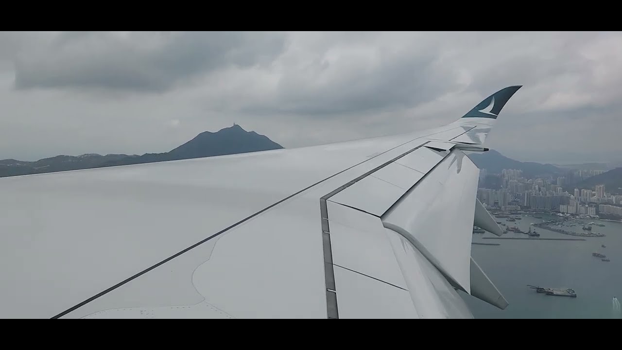 Cathay Pacific Airways (CX841) A350-1000 arrival at Hong Kong International Airport (HKG) from NYC