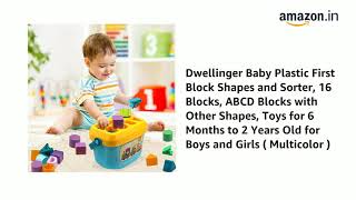 Dwellinger Baby Plastic First Block Shapes and Sorter 16 Blocks ABCD Blocks with Other Shapes Toys